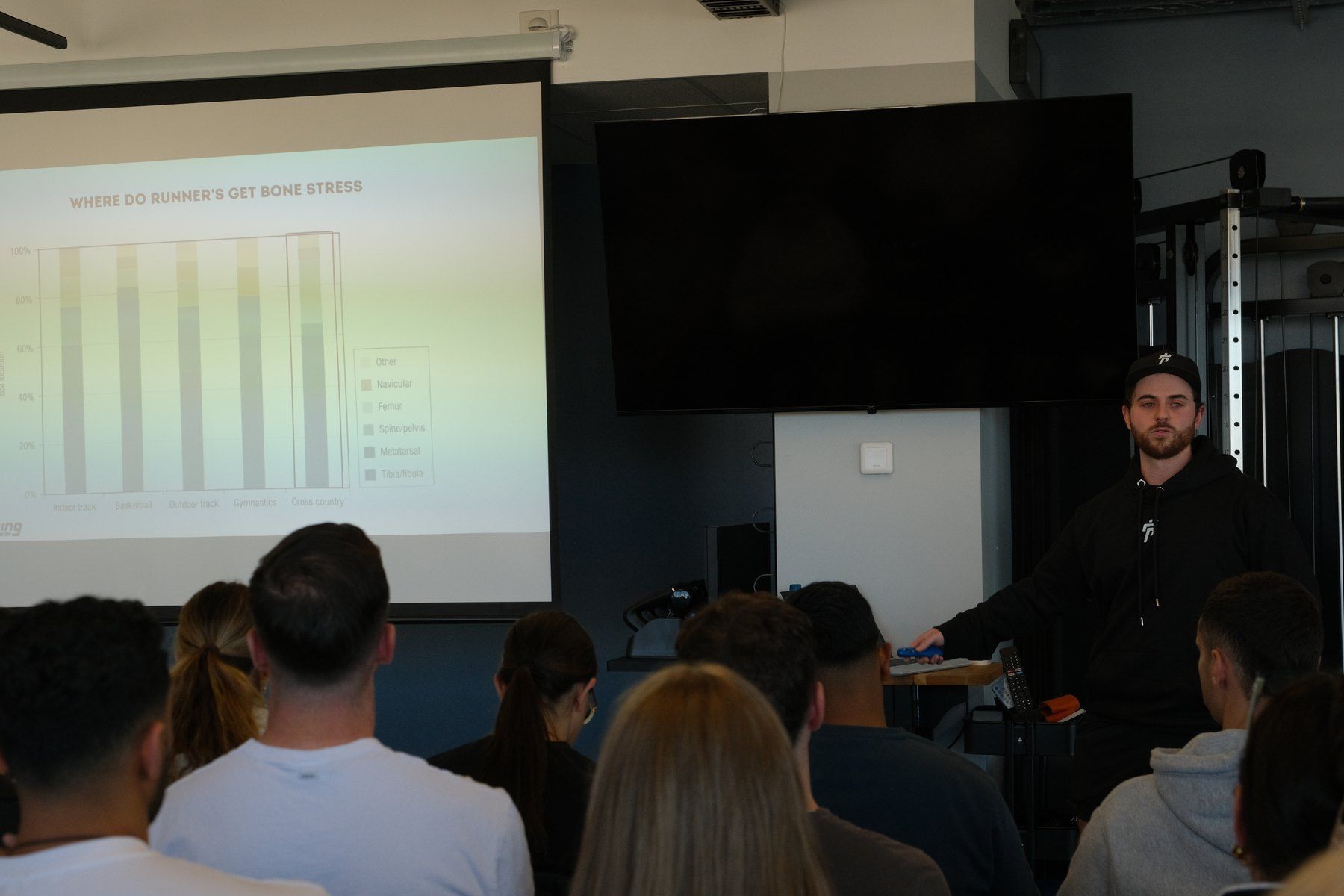 A room of clinicians at a StressFracturePhysio bone stress injury presentation